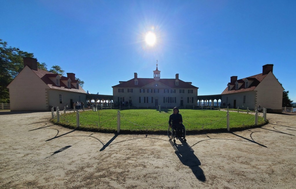 Maggie in front of George Washington's Mount Vernon.
